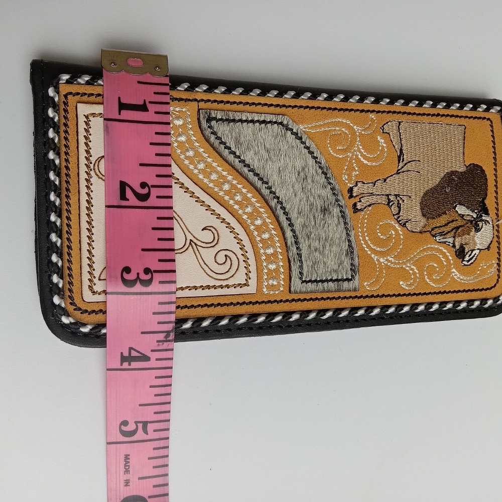 Men's Western Wallet Genuine Leather Hand Crafted Bifold Cowboy Rodeo Wallet - Picture 3 of 7